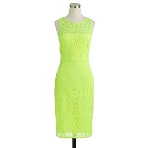 J. Crew Neon Yellow Lace Dress - Size 8